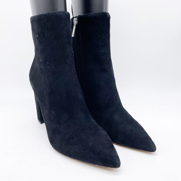 Marc Fisher Women's Ulani Black Suede High Heel Pointed Toe Ankle Boots Size 6M - Picture 1 of 12